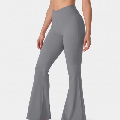 Halara Women's Crossover High Waisted Flare Leggings, Gray, style# 4102, size XS